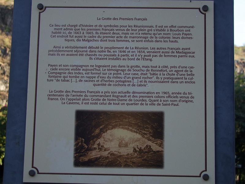 Saint-Paul, Grotte des Premiers Français